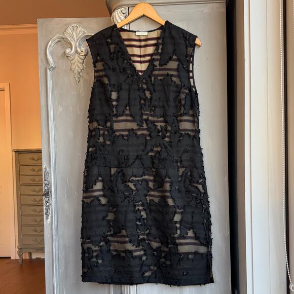 Dries Van Noten Dress - Vintage 2000's Black Cotton Voile Shift EU 40 US 8 - Picture 1 of 11